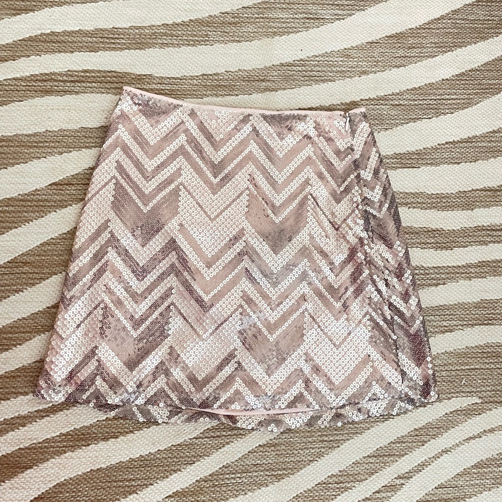 Le Lis Pink Sequin Mini Skirt
